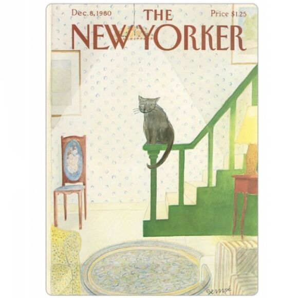 1980 New Yorker Magazine Cat Sits on the Edge Magnet - Picture 4 of 4